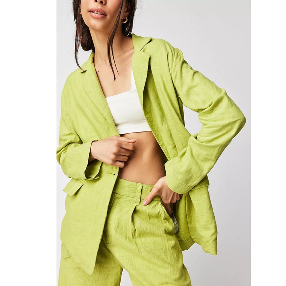 NWT FREE PEOPLE Good Lookin' Short Suit Set $248 SIZE 6 Green Blazer Shorts Set - Picture 1 of 4